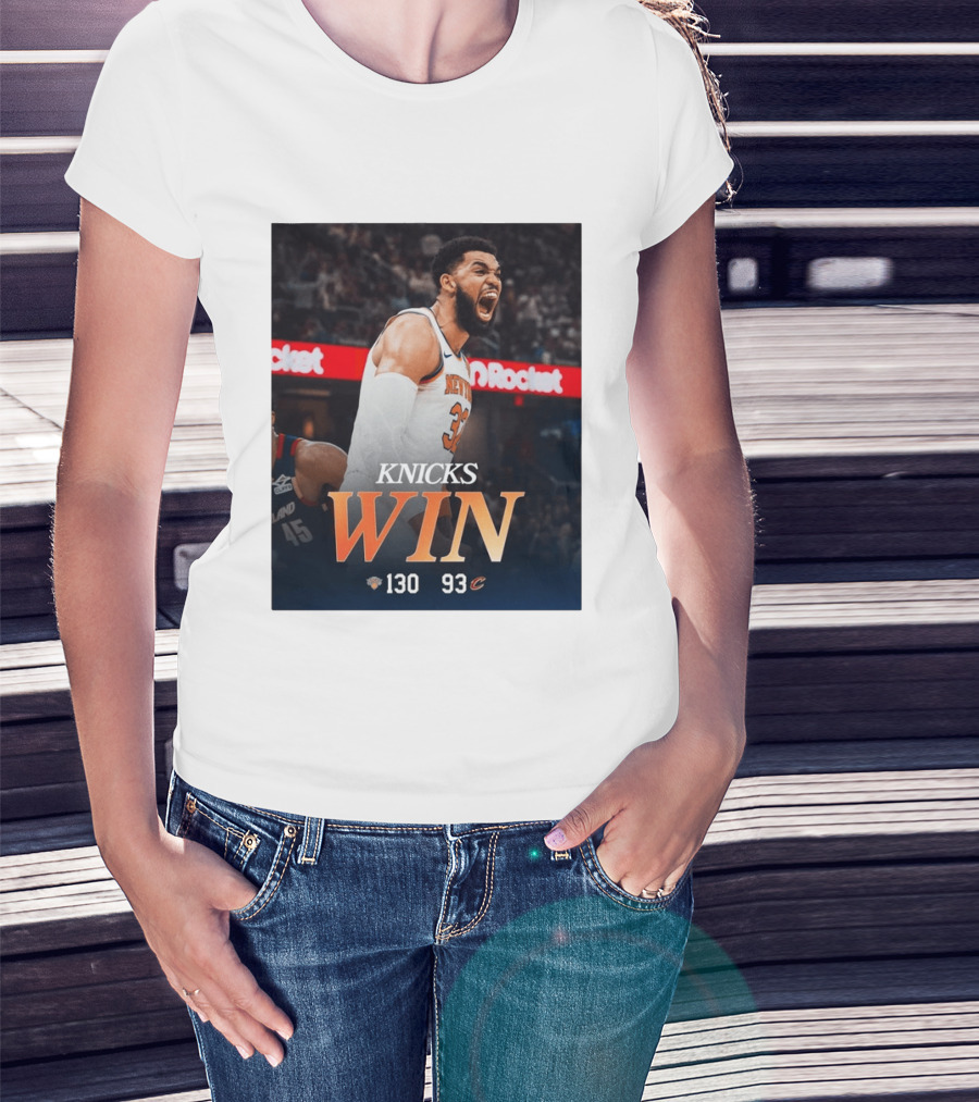 Knicks Win 130 93 Celebration Victory Over Cleveland Playoffs Sweep T-Shirt