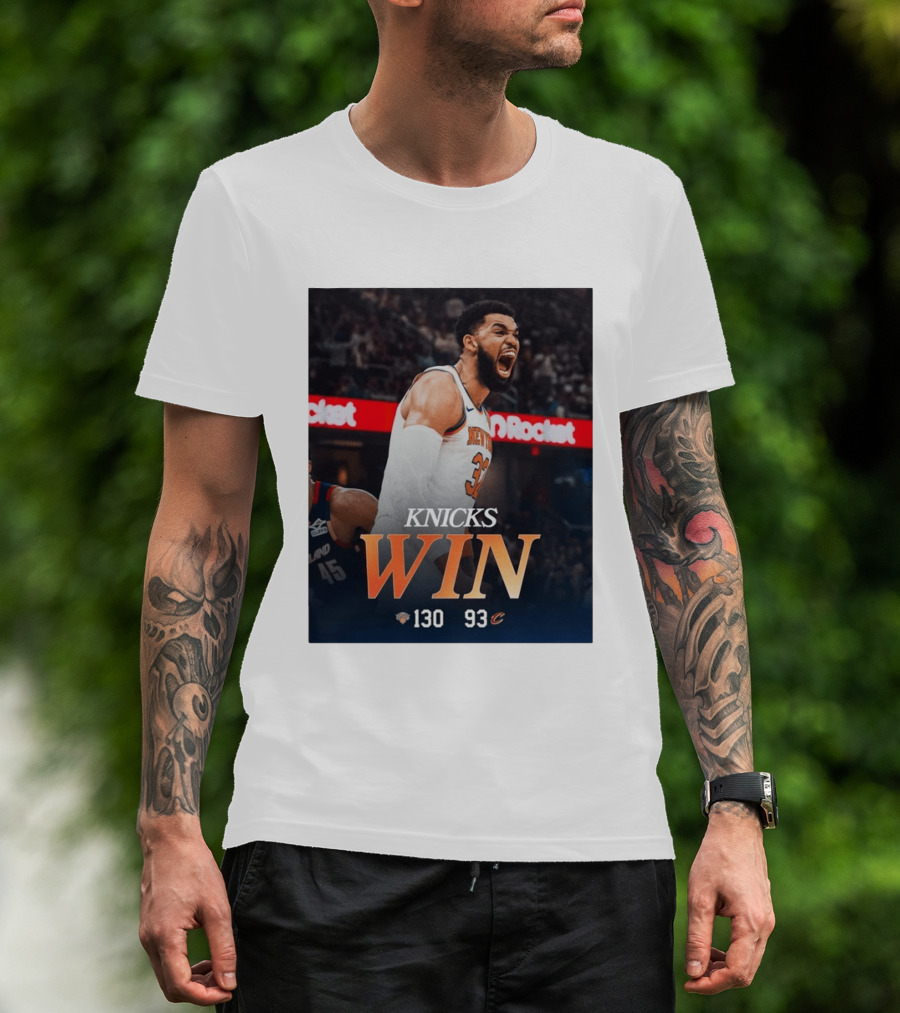 Knicks Win 130 93 Celebration Victory Over Cleveland Playoffs Sweep T-Shirt