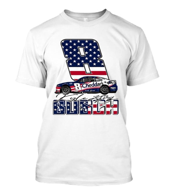 Kyle Busch Racing 8 American Flag Cheddar's Car Stars Stripes T-Shirt