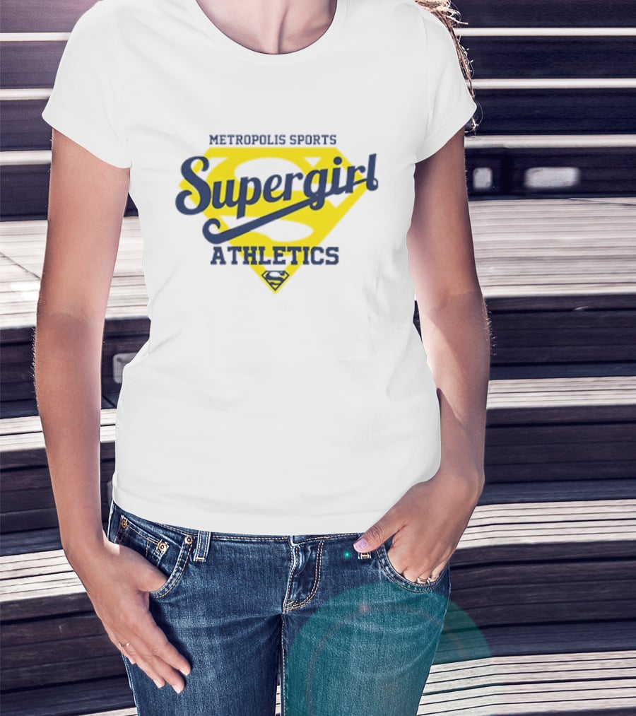 Supergirl Athletics Metropolis Sports Iconic Yellow Shield T-Shirt