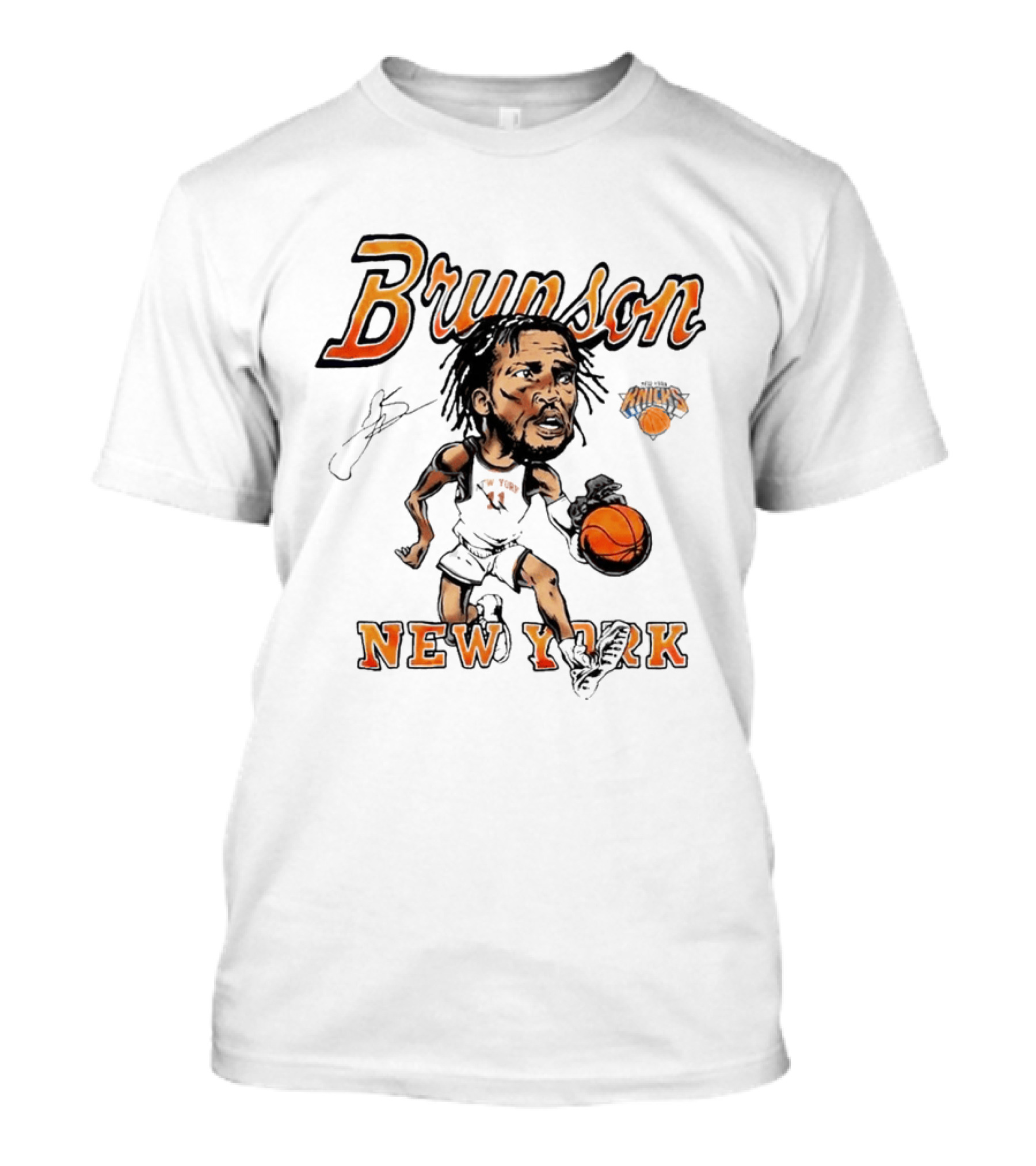 Jalen Brunson New York Knicks Cartoon Basketball Player T-Shirt