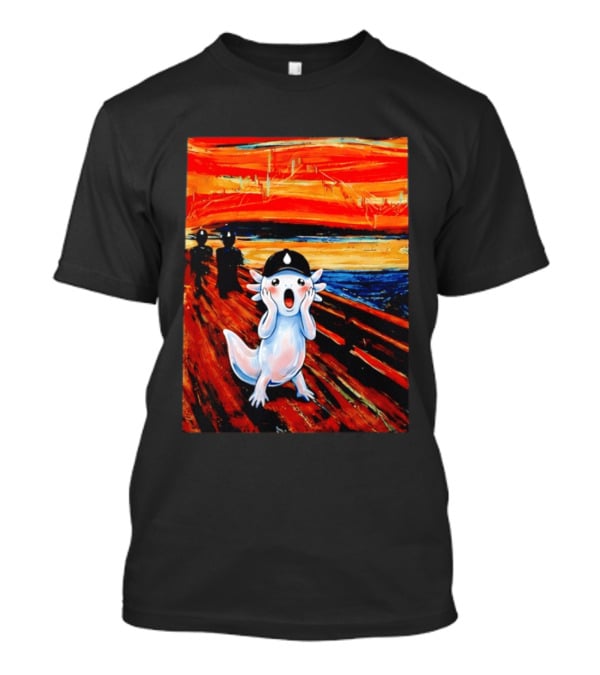 Axolotl Liquid The Scream Parody Painting Munch T-Shirt