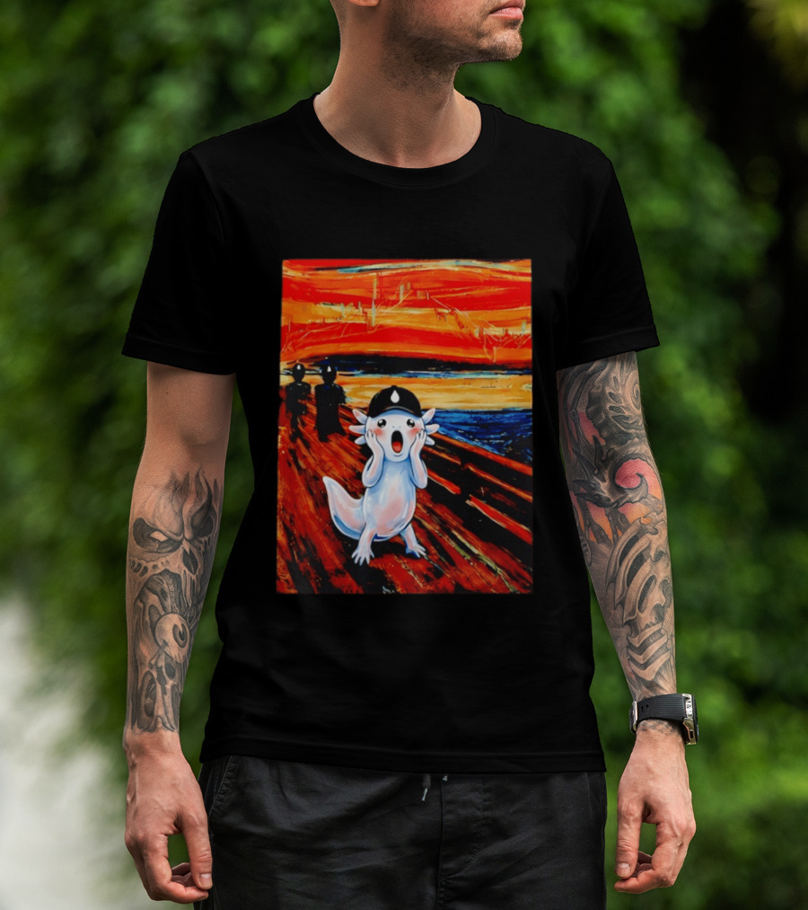 Axolotl Liquid The Scream Parody Painting Munch T-Shirt