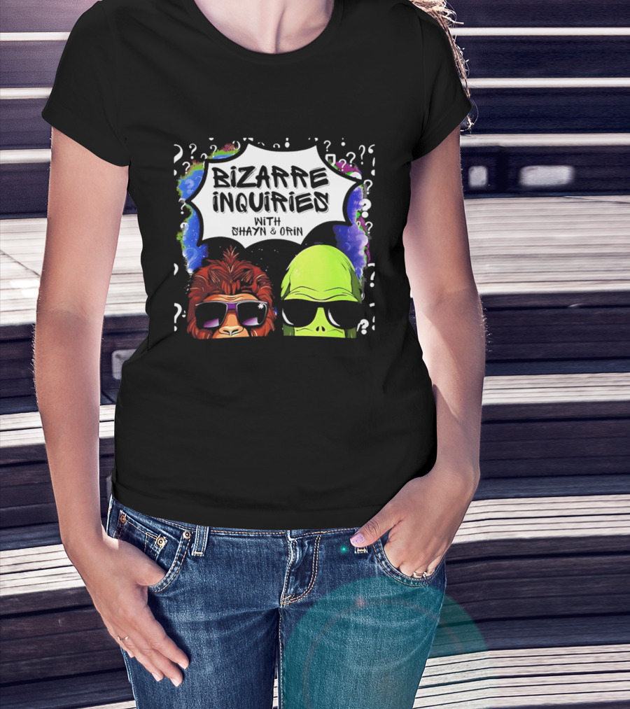 Bizarre Inquiries With Shayn And Orin Bigfoot Alien Question Marks T-Shirt