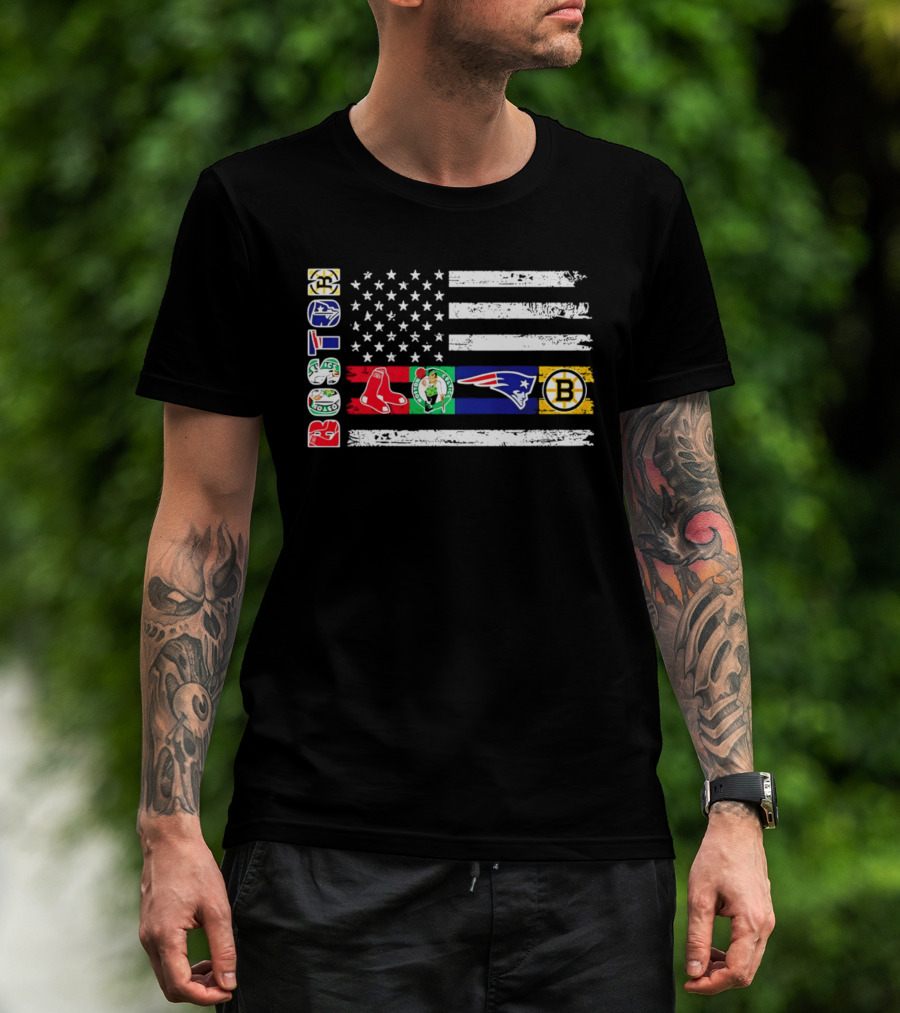 Boston Red Sox Celtics Patriots Bruins Flag Sports T-Shirt