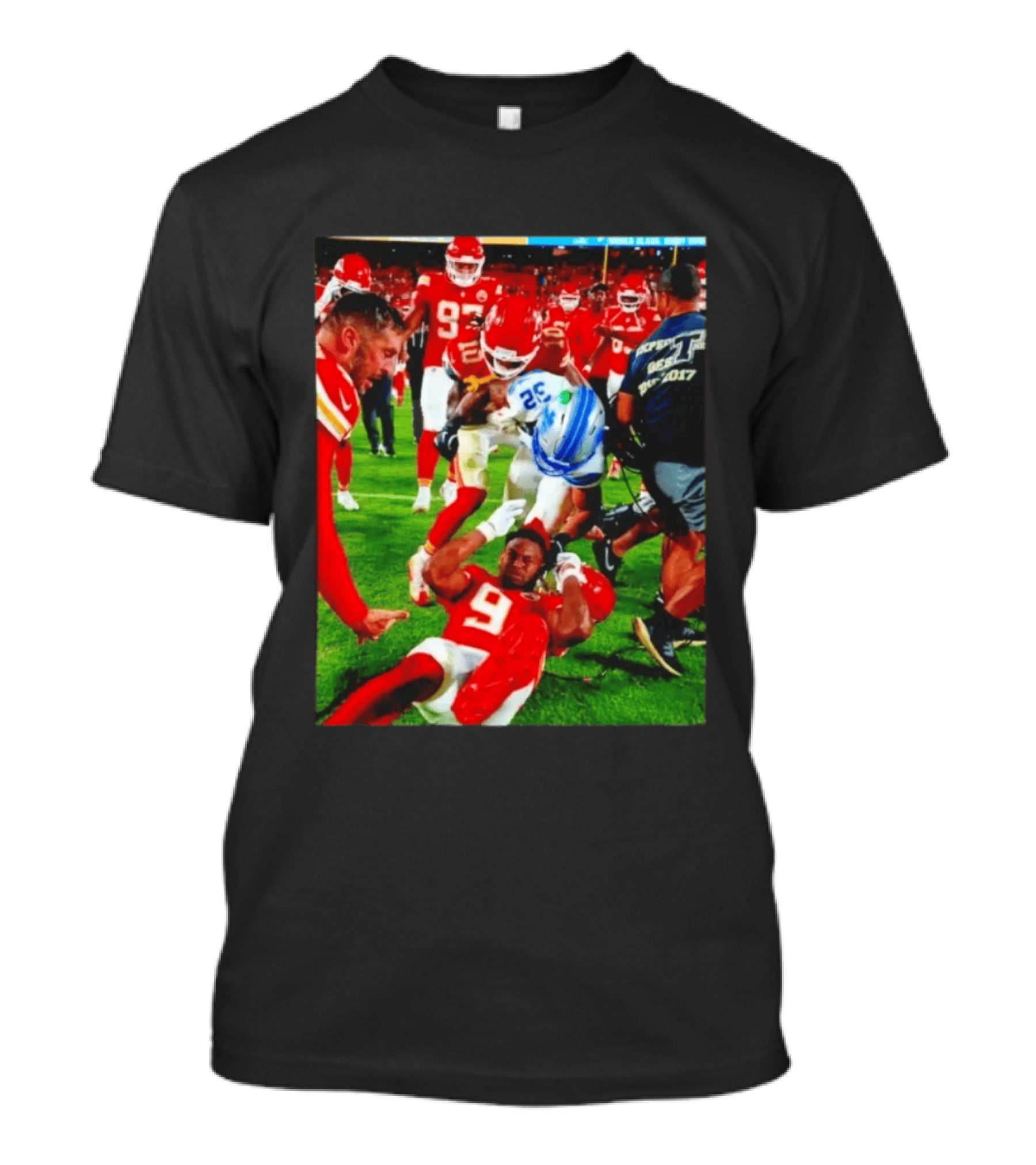 Brian Branch Collision JuJu Smith Schuster Lions Chiefs Football Action T-Shirt