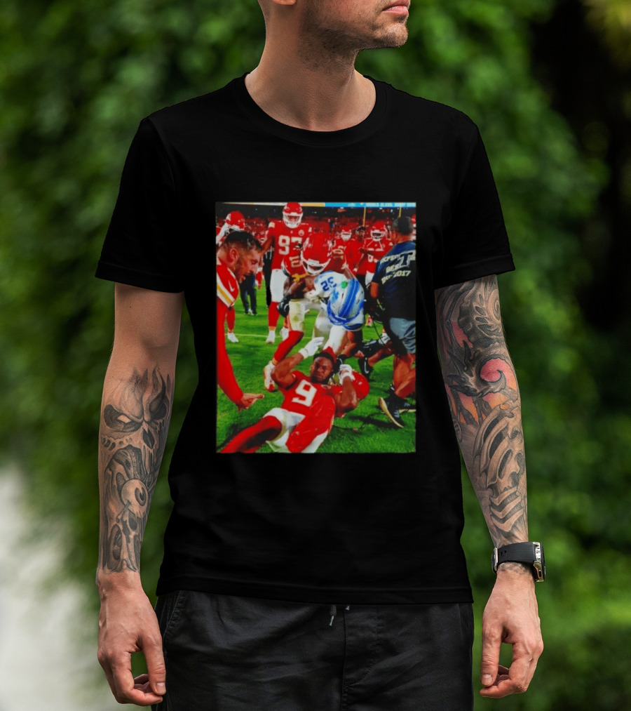 Brian Branch Collision JuJu Smith Schuster Lions Chiefs Football Action T-Shirt