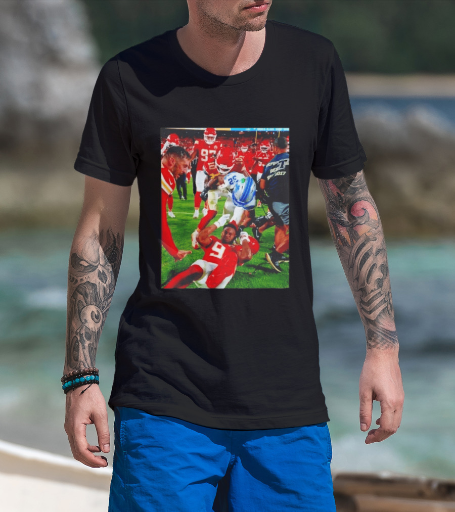 Brian Branch Collision JuJu Smith Schuster Lions Chiefs Football Action T-Shirt