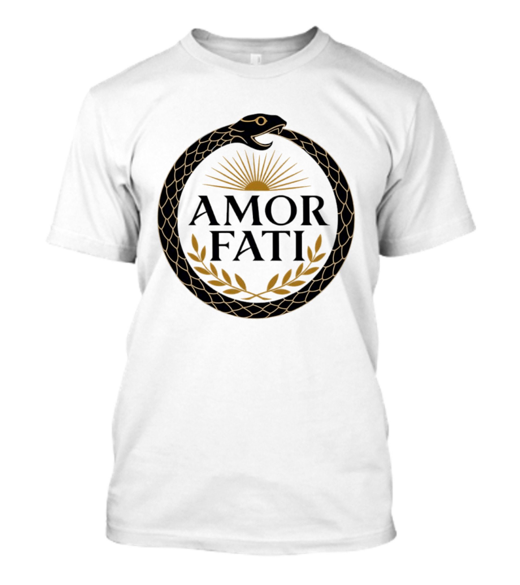 Amor Fati Ouroboros Snake Sun Rays Laurel Wreath T-Shirt