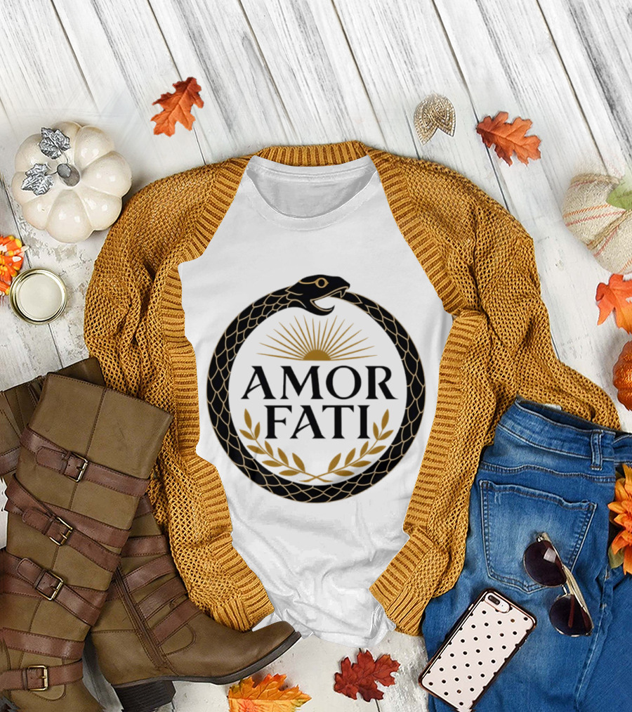 Amor Fati Ouroboros Snake Sun Rays Laurel Wreath T-Shirt