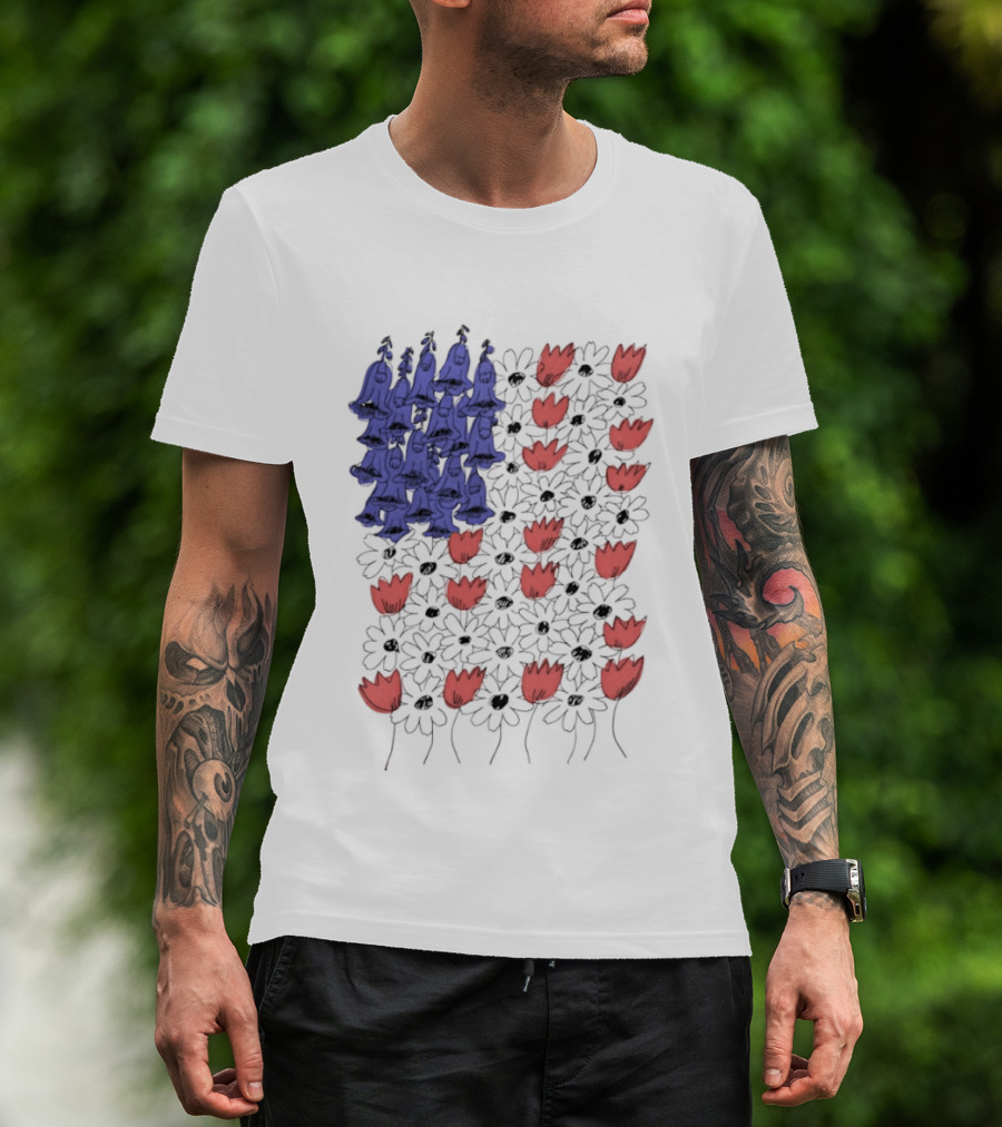 Fourth Of July Foxglove Daisy Tulip Subtle F Trump USA 250 Birthday T-Shirt