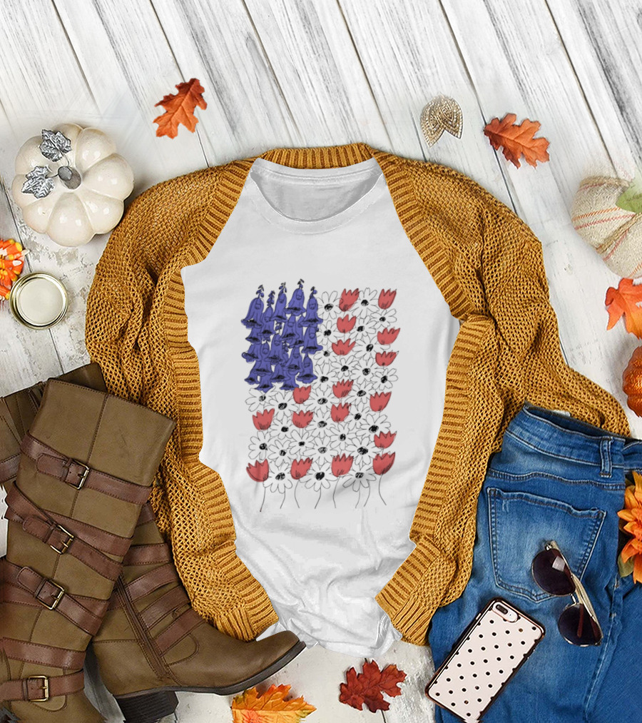 Fourth of July Foxglove Daisy Tulip Subtle F Trump USA 250 Birthday T-Shirt