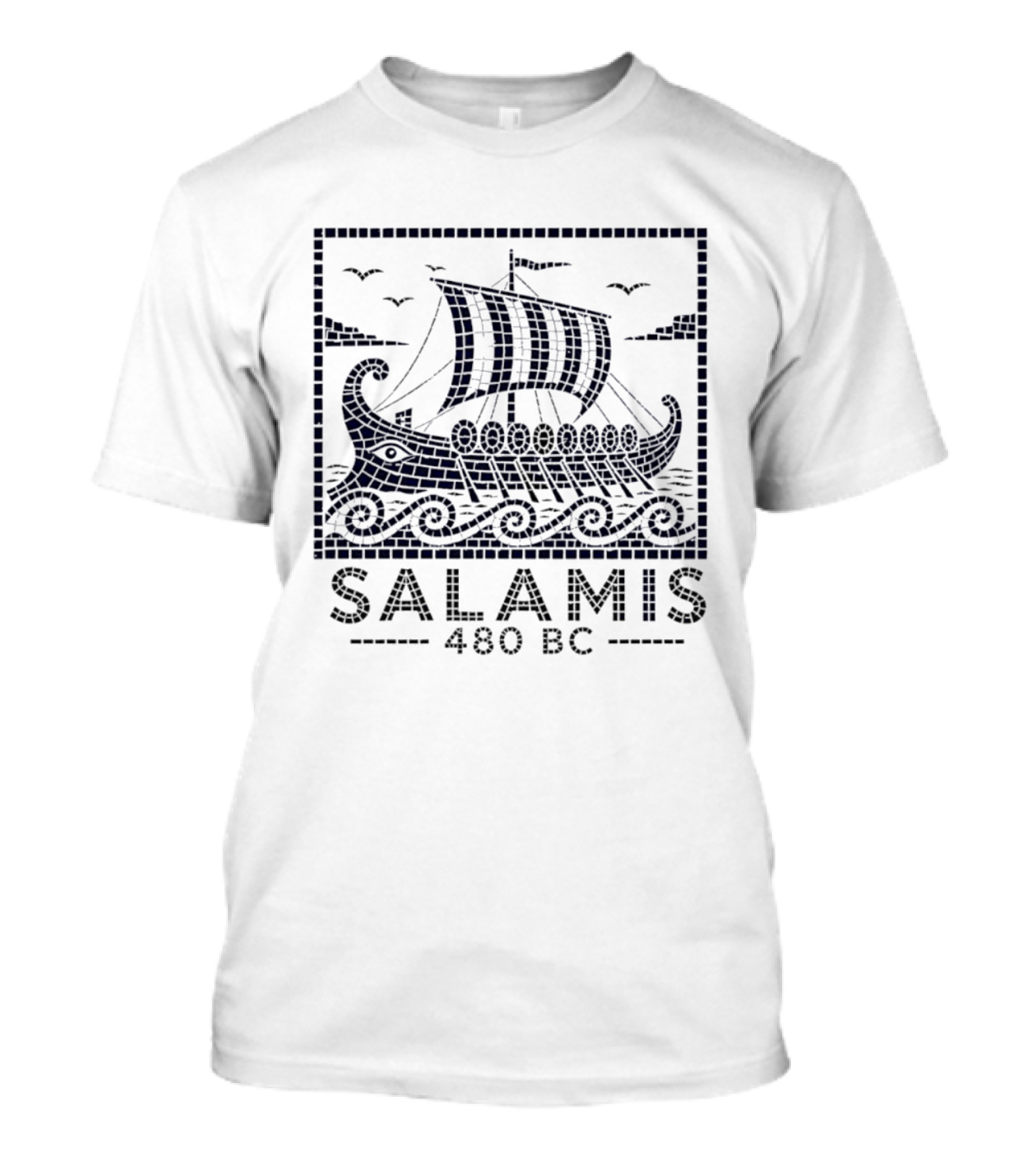 Salamis 480 BC Greek Trireme Ancient Naval Battle Scene T-Shirt