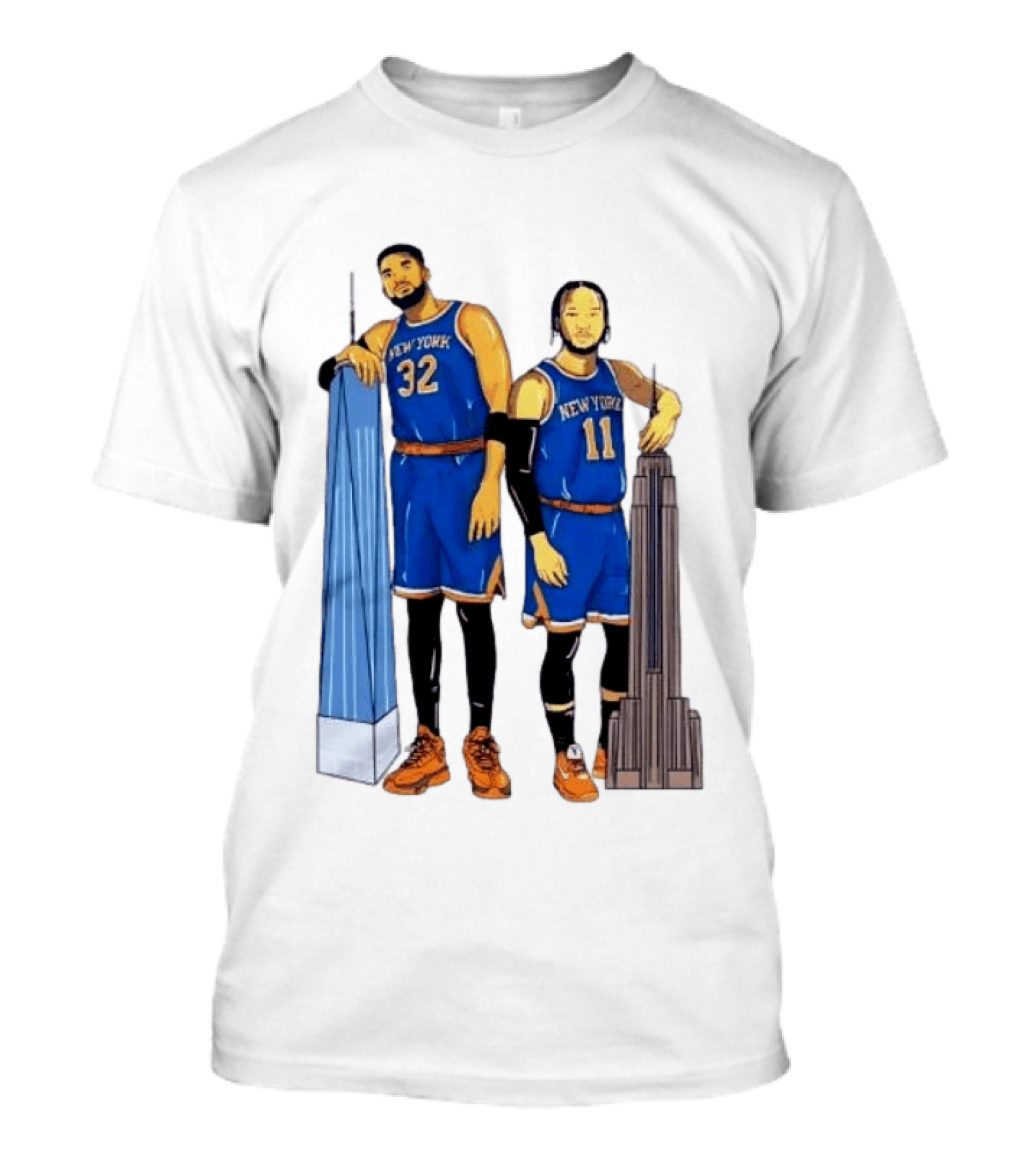 New York Knicks Jalen Brunson Karl Anthony Towns Skyline T-Shirt