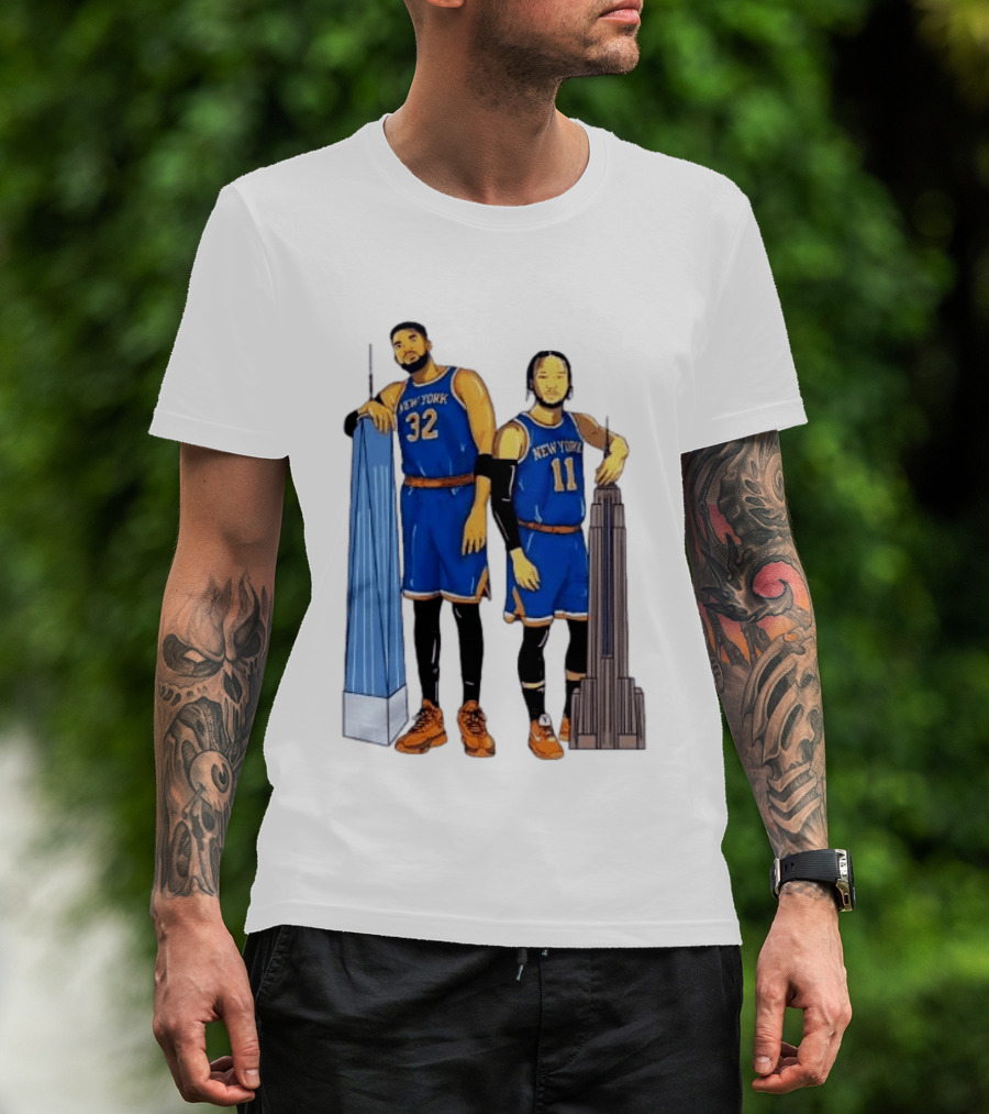 New York Knicks Jalen Brunson Karl Anthony Towns Skyline T-Shirt