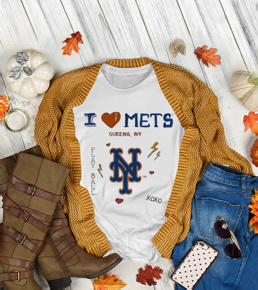 I Heart New York Mets Queens NY Tiny Turnip Toddler Play Ball XOXO T-Shirt