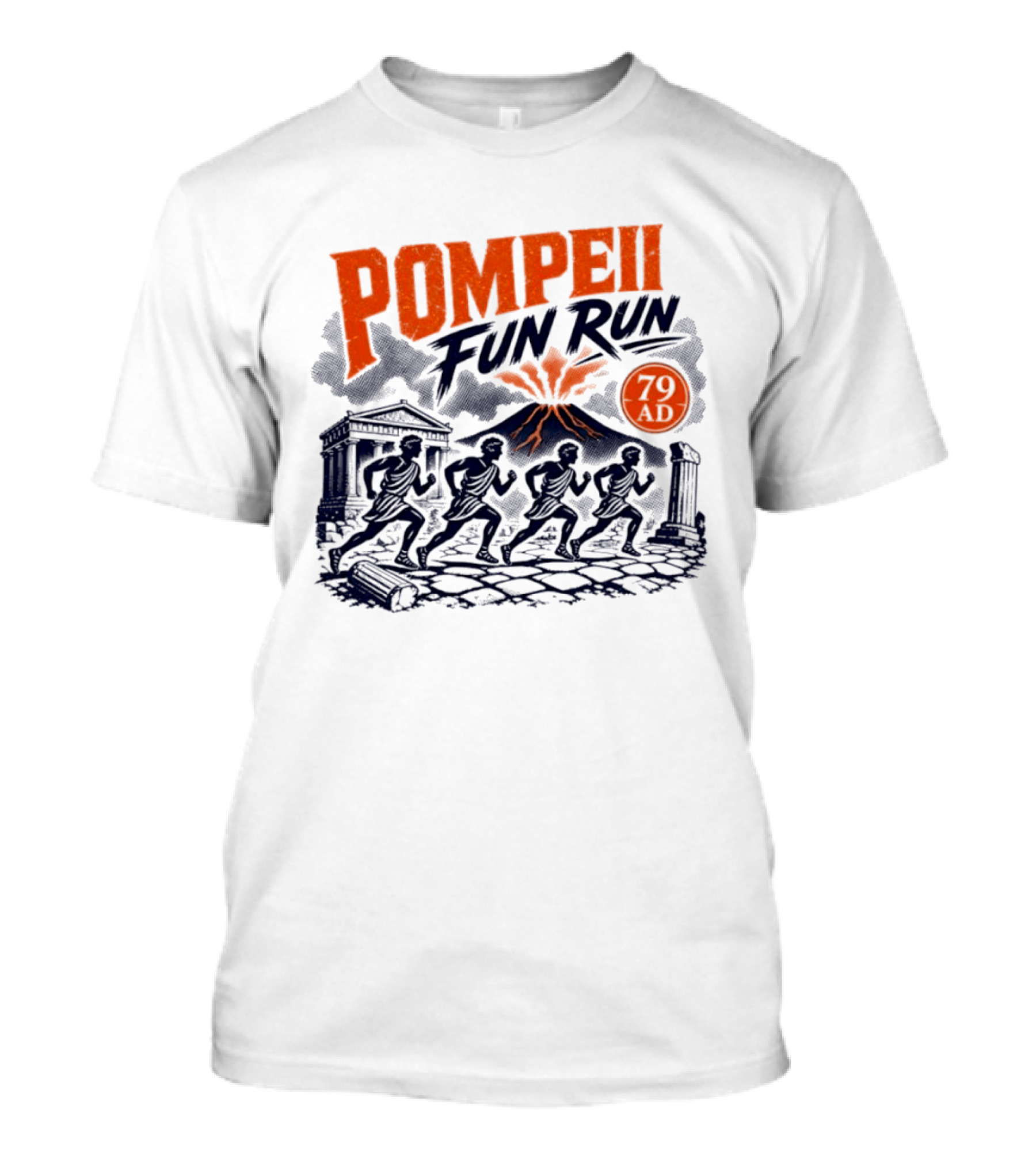 Pompeii Fun Run 79 AD Mount Vesuvius Roman Runners T-Shirt