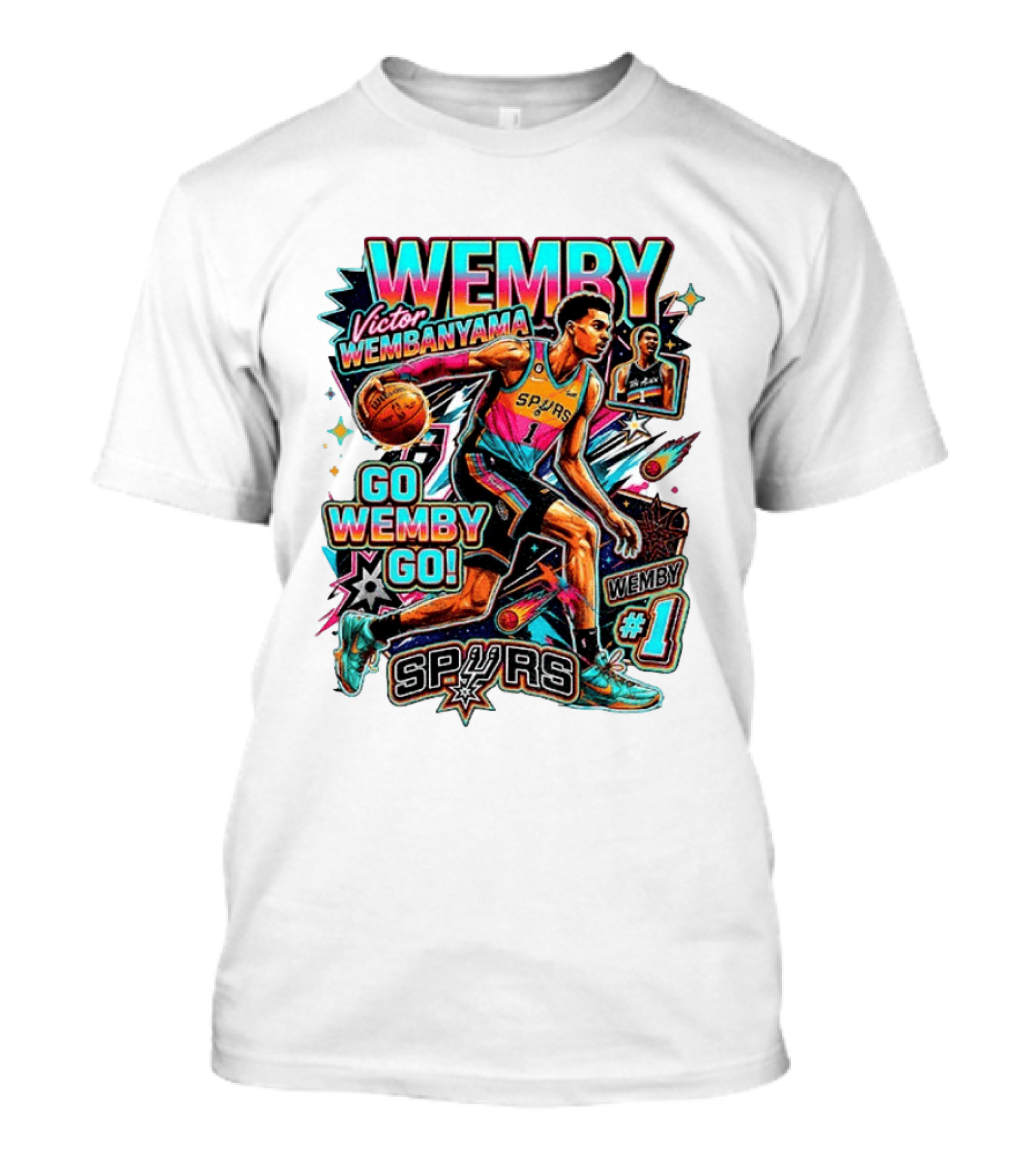 Victor Wembanyama Spurs Wemby Number 1 Go Wemby Go Basketball 2026 T-Shirt