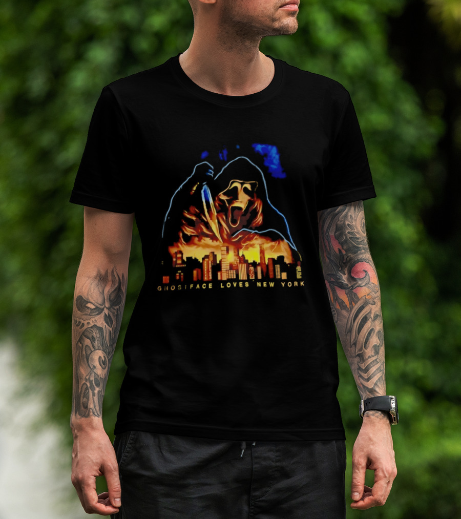 Ghostface Loves New York City Skyline Scream Urban Horror T-Shirt