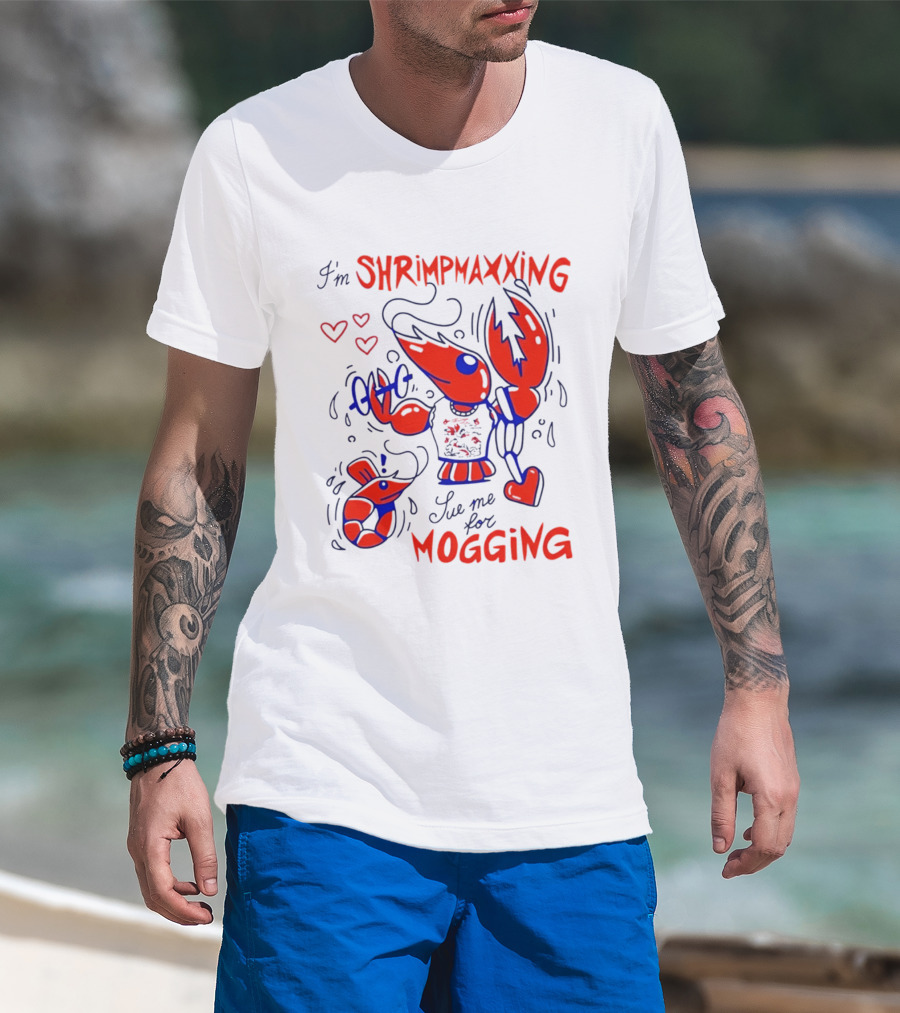 I'm Shrimpmaxxing Sue Me For Mogging Lobster Hearts T-Shirt