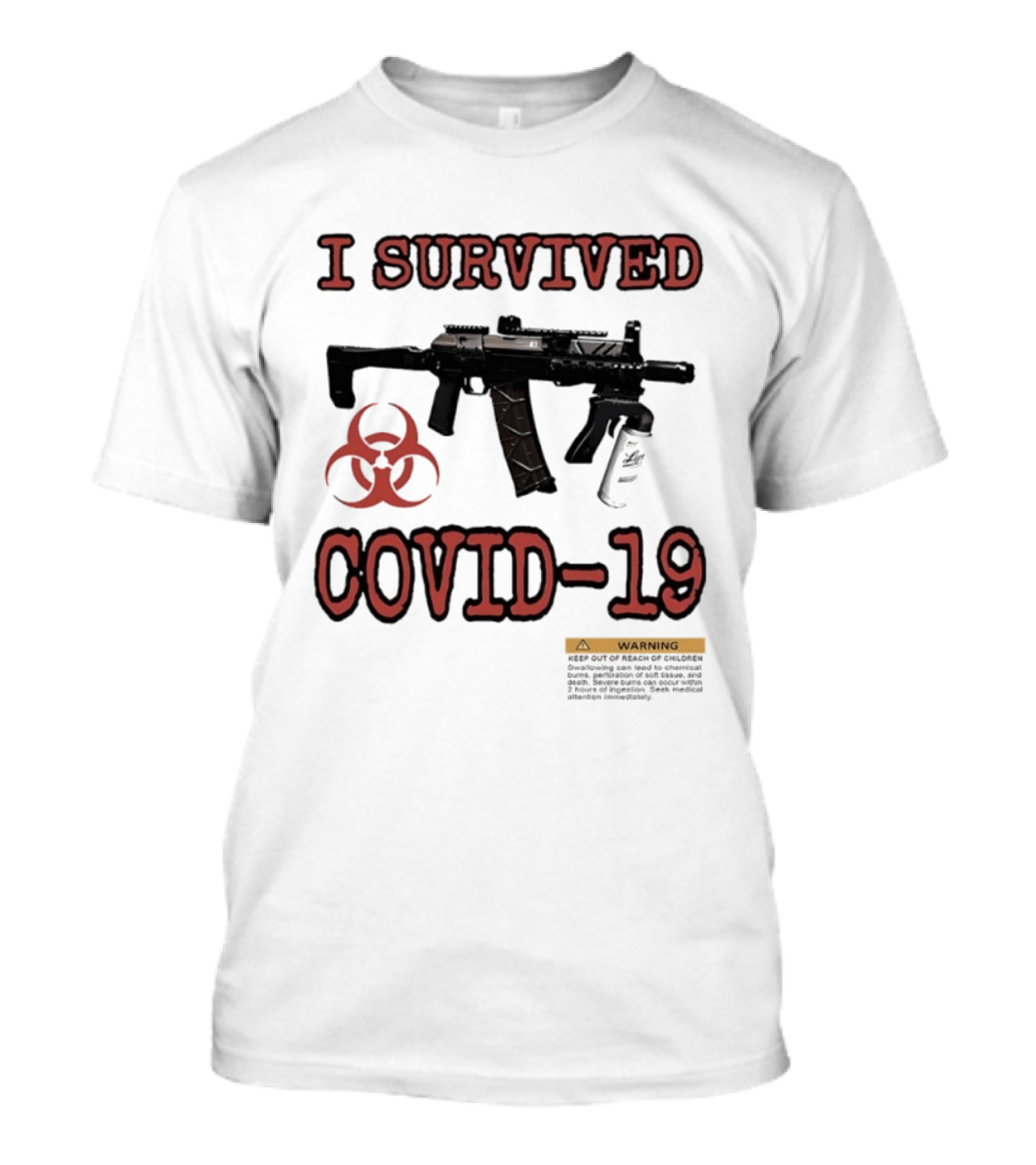 Nickatnite I Survived Covid 19 Biohazard Gun Warning T-Shirt