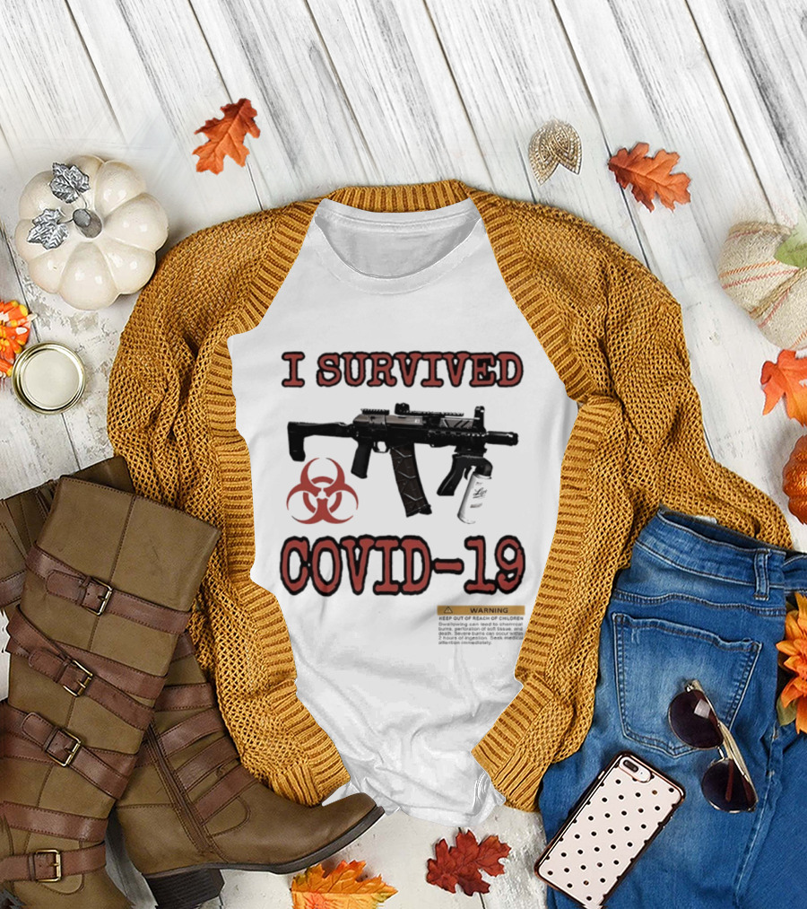 Nickatnite I Survived Covid 19 Biohazard Gun Warning T-Shirt
