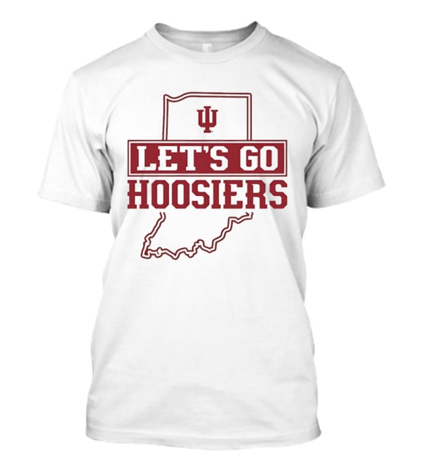 Indiana Let's Go Hoosiers IU State Map T-Shirt