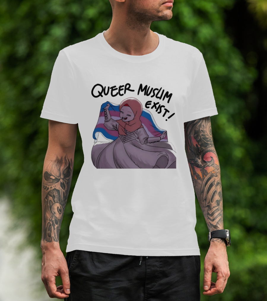 Queer Muslim Exist Transgender Flag Hijab Representation T-Shirt