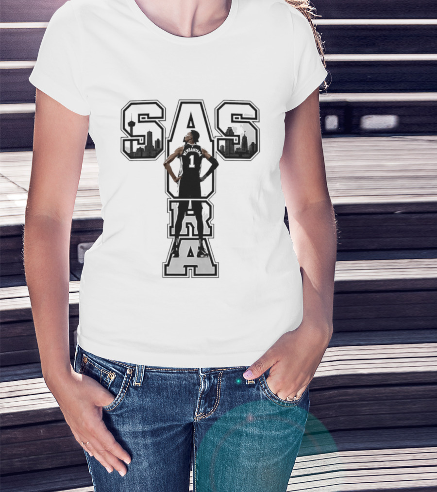 San Antonio SAS Aura Victor Wembanyama Basketball Skyline T-Shirt