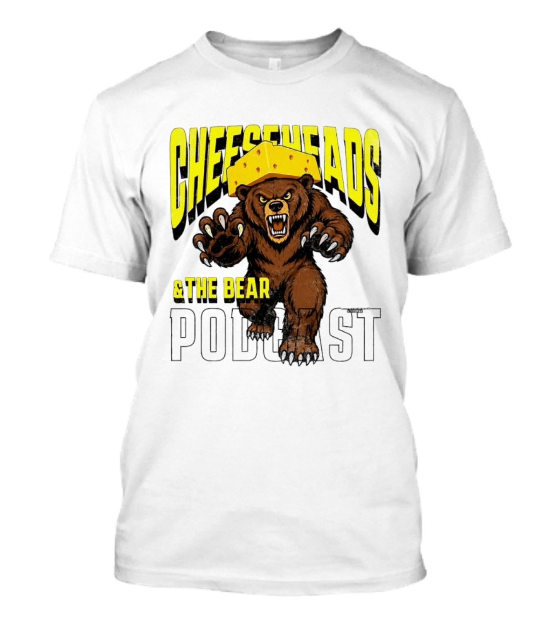 Cheeseheads And The Bear Podcast Bold Cheese Hat Grizzly T-Shirt
