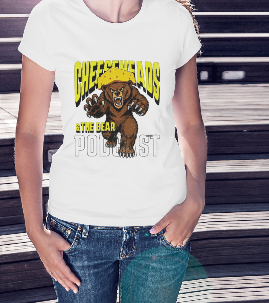 Cheeseheads And The Bear Podcast Bold Cheese Hat Grizzly T-Shirt
