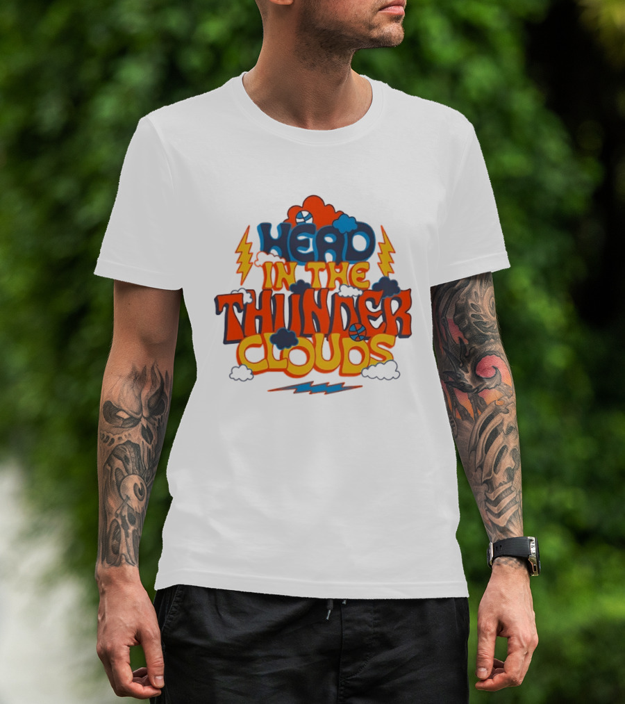 Head In The Thunder Clouds Basketball Lightning Thunderstorms T-Shirt