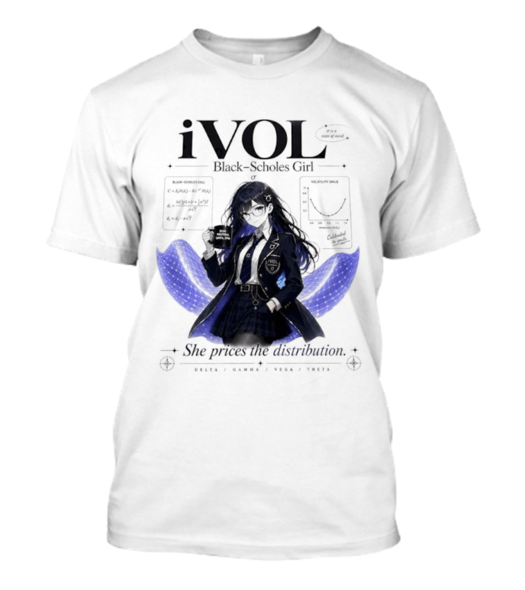 IVol Black Scholes Girl She Prices The Distribution Statistics Math Finance Chart T-Shirt
