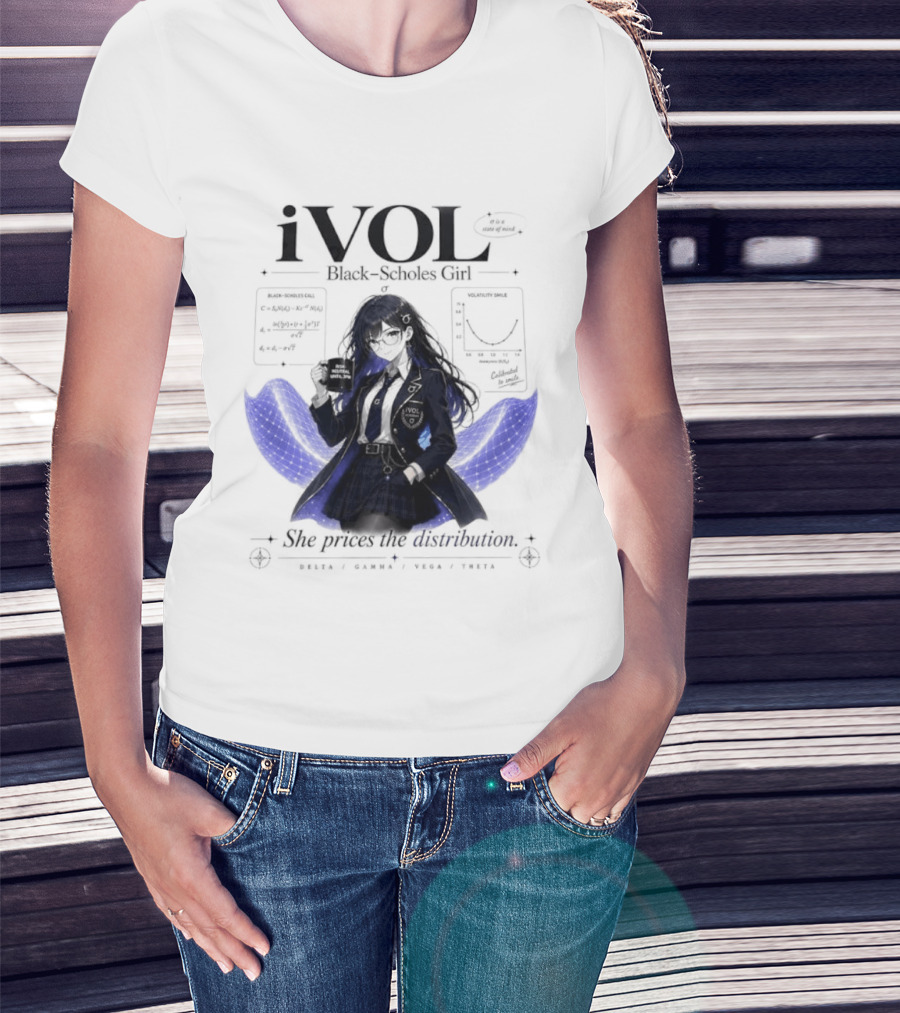 IVol Black Scholes Girl She Prices The Distribution Statistics Math Finance Chart T-Shirt