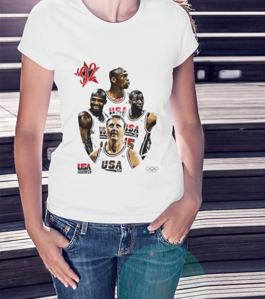 Jordan Charles Barkley Magic Johnson Larry Bird 1992 USA Basketball Dream Team T-Shirt