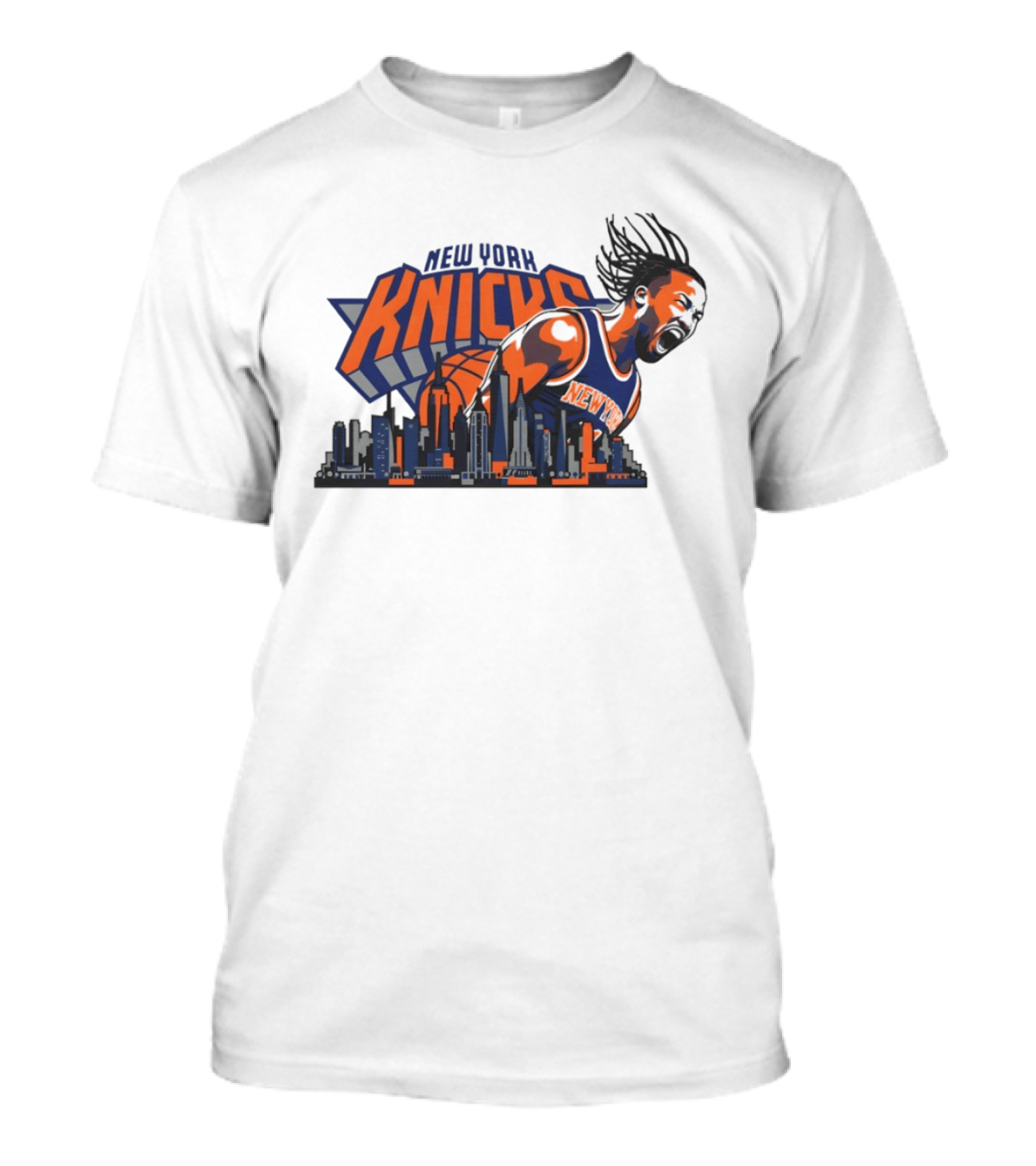 New York Knicks Jalen Brunson Skyline Celebration T-Shirt