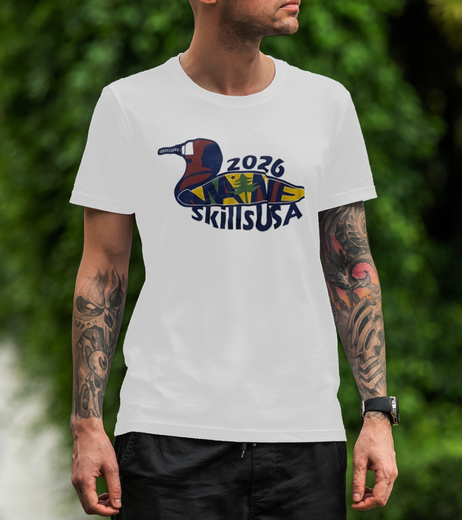 Maine 2026 SkillsUSA Loon Silhouette With State Flag T-Shirt