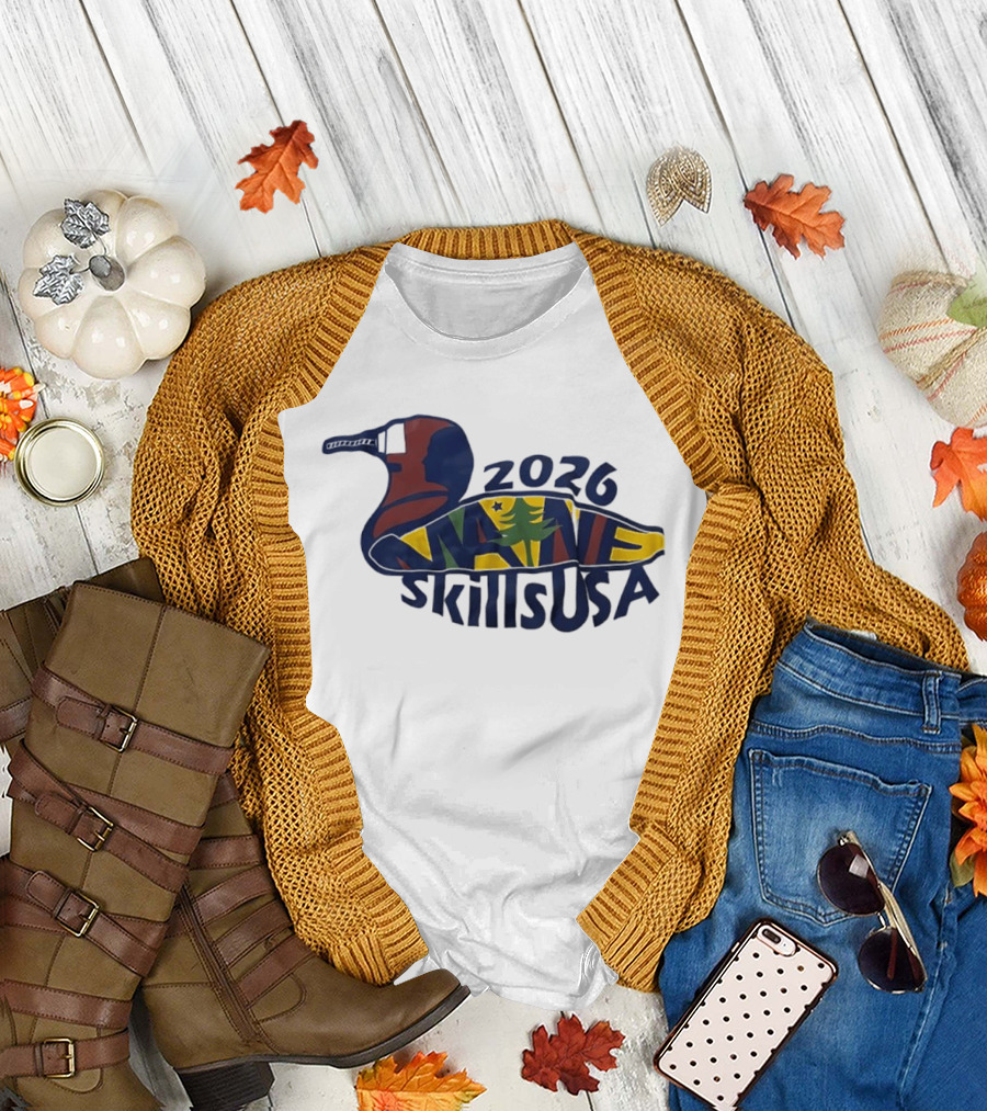 Maine 2026 SkillsUSA Loon Silhouette with State Flag T-Shirt