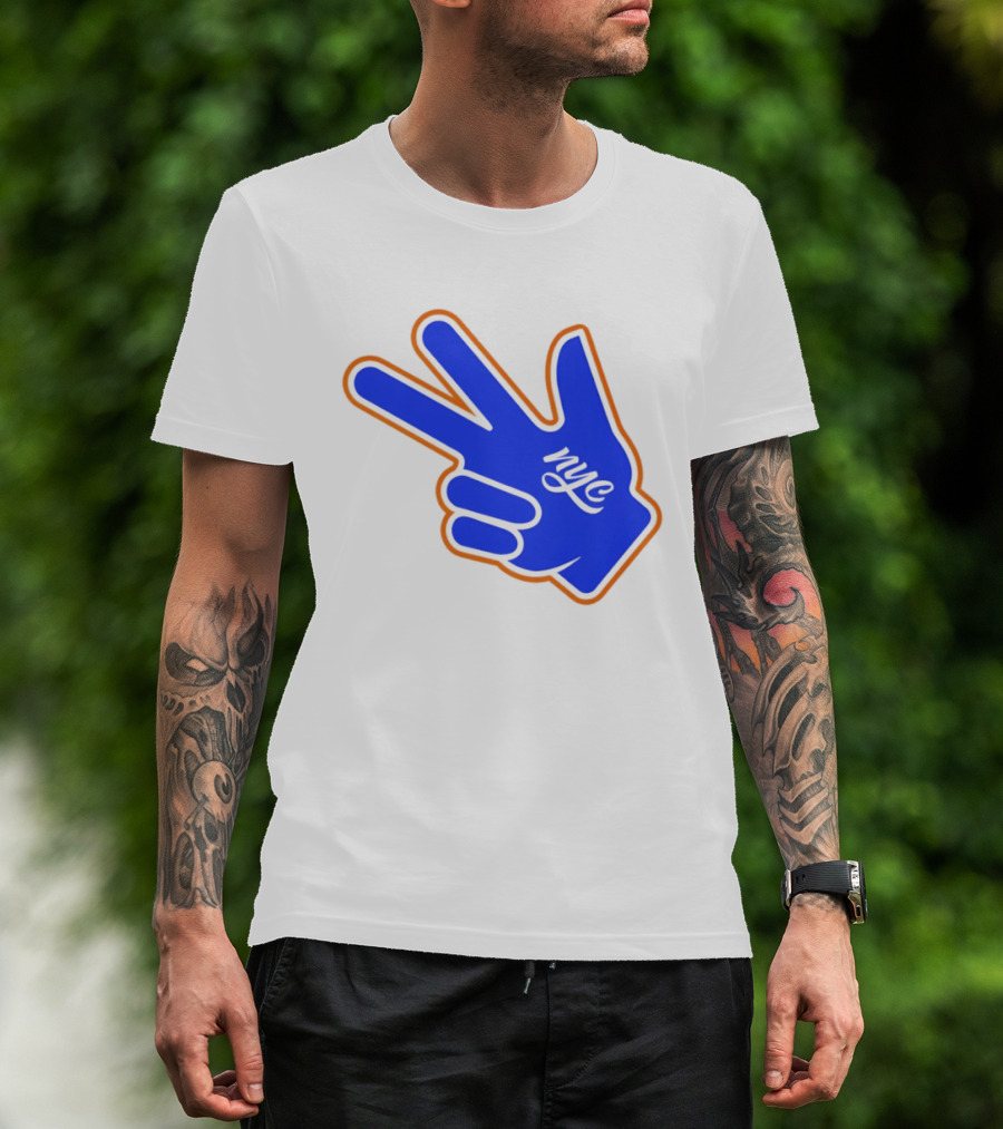 New York Knicks NYC Basketball Peace Sign Three Pointer T-Shirt