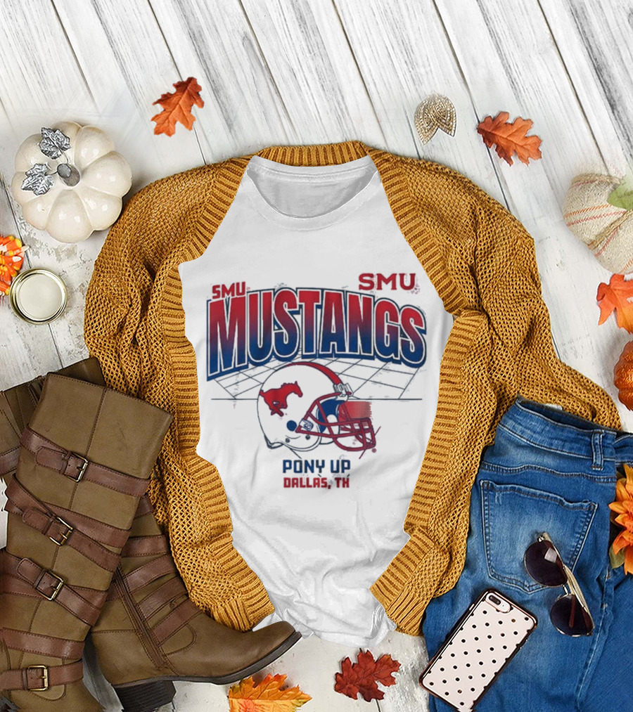 SMU Mustangs Pony Up Dallas Texas Football Helmet T-Shirt