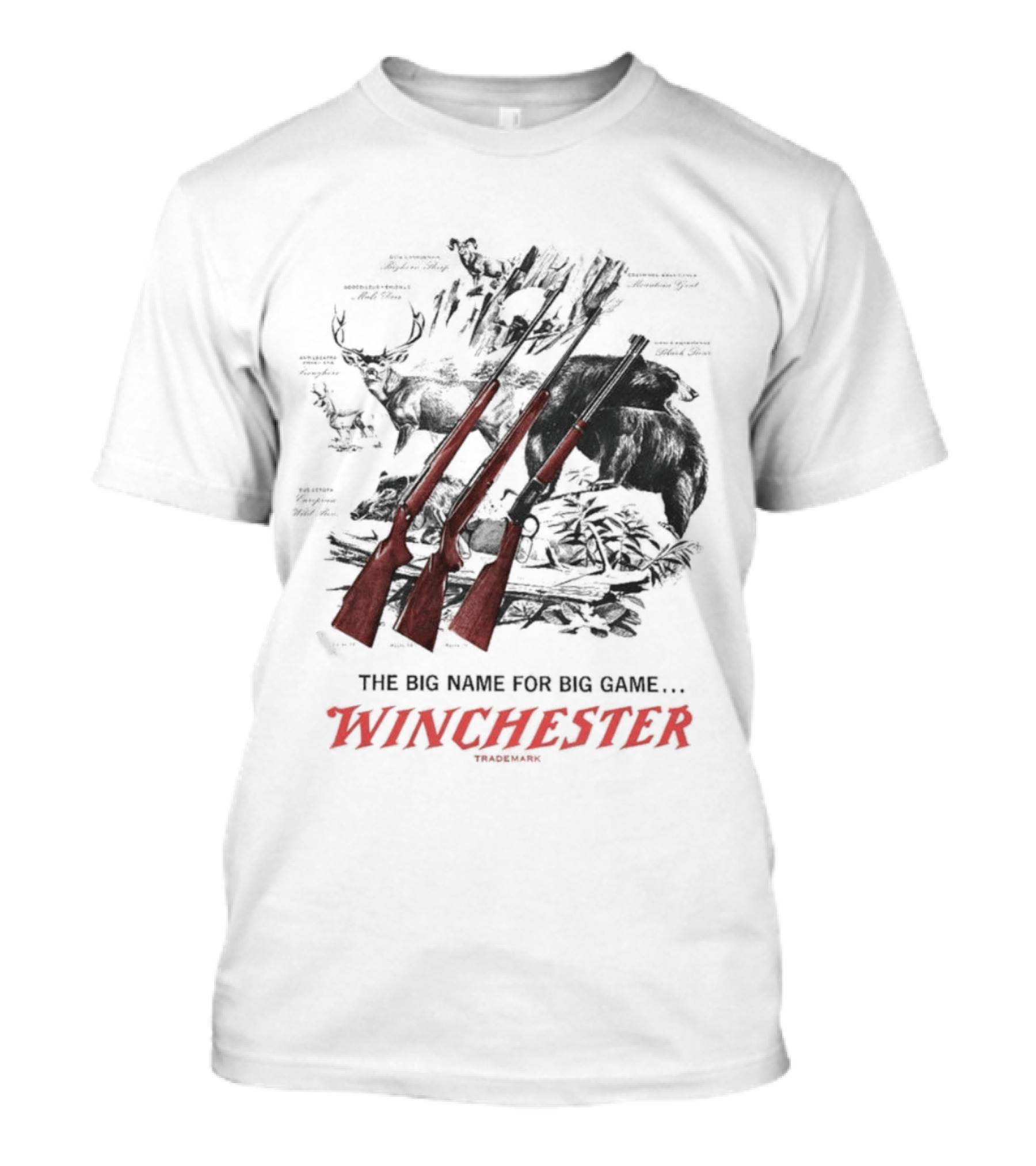 The Big Name For Big Game Winchester Heavyweight Three Rifles T-Shirt
