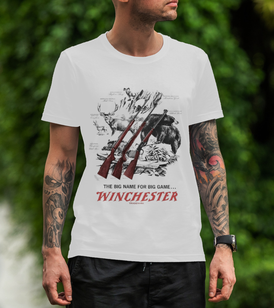 The Big Name For Big Game Winchester Heavyweight Three Rifles T-Shirt