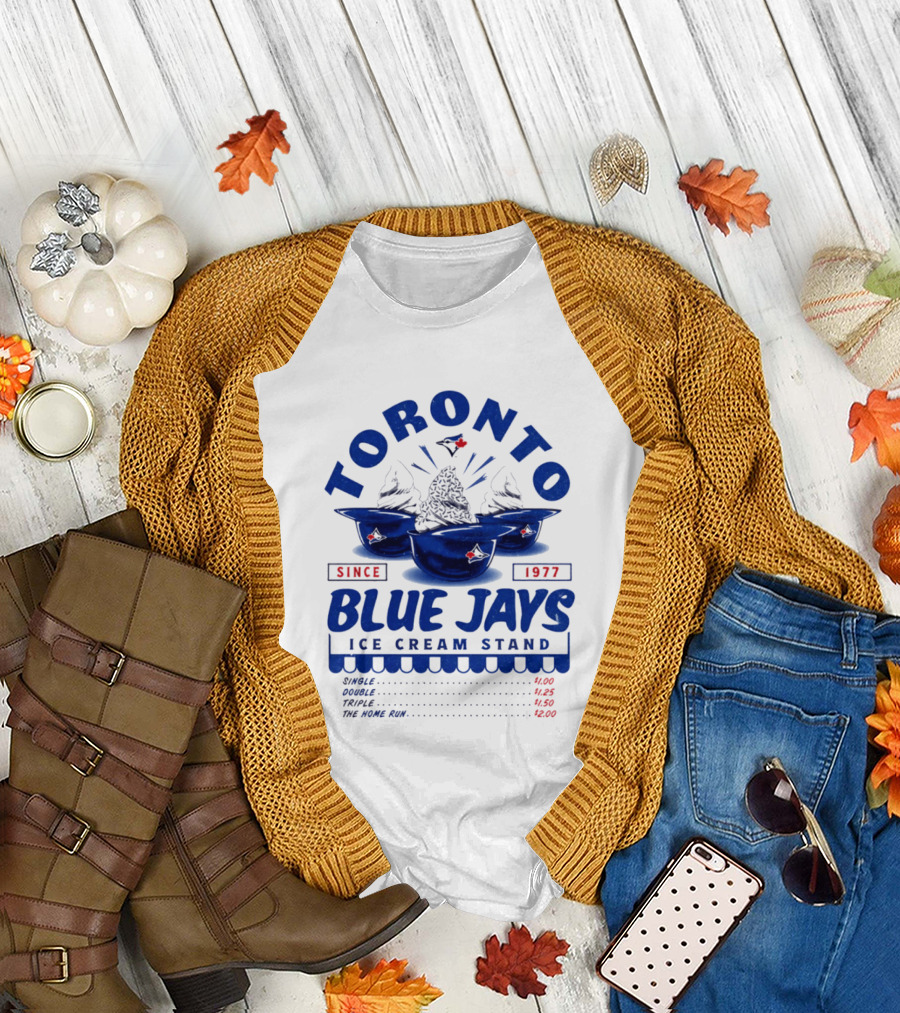 Toronto Blue Jays Ice Cream Stand Since 1977 Single Double Triple Home Run Prices T-Shirt