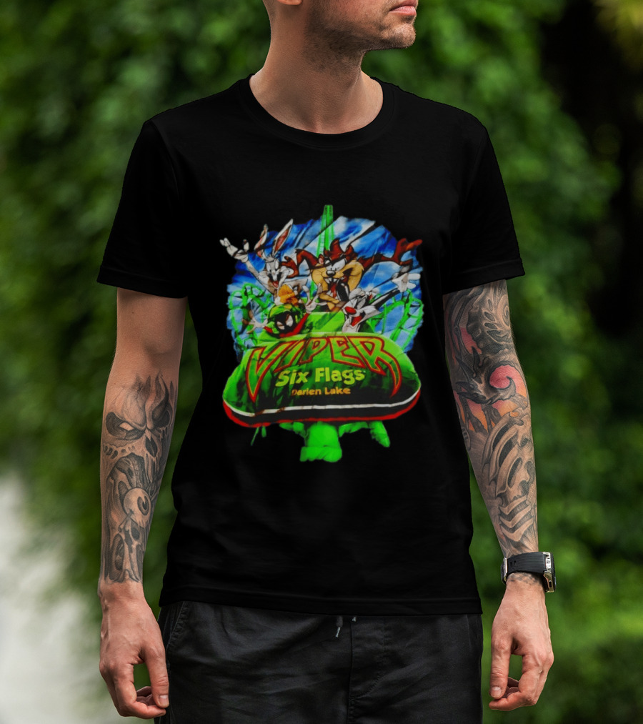 Viper Six Flags Darien Lake Looney Tunes Bugs Bunny Taz Sylvester T-Shirt