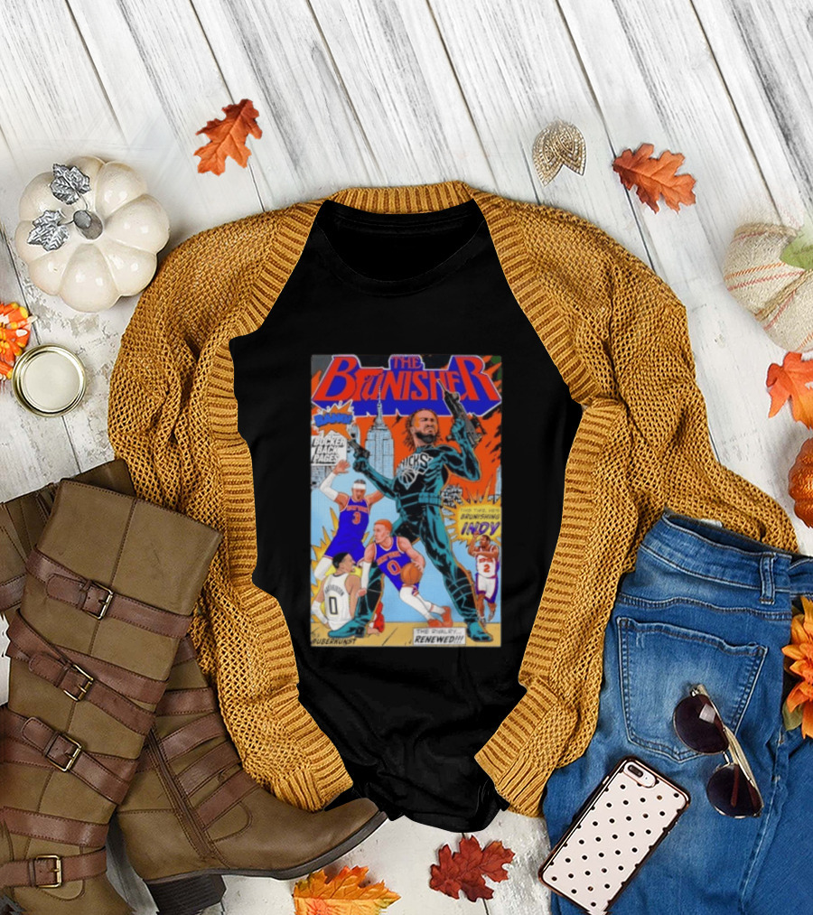Knicks Comic Crossover The Brunisher Bocker Backpages Featuring Empire State Building T-Shirt