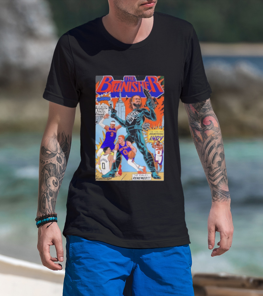 Knicks Comic Crossover The Brunisher Bocker Backpages Featuring Empire State Building T-Shirt