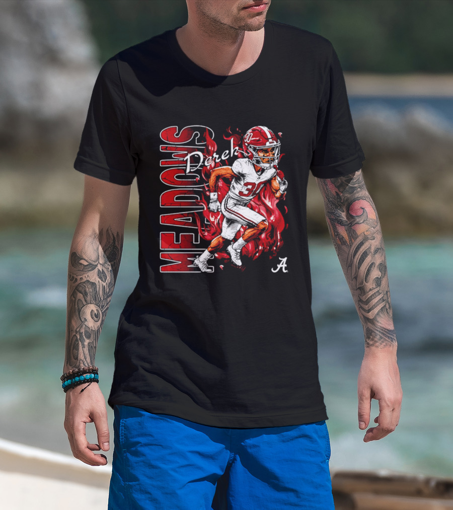 Derek Meadows Alabama Football NCAA Caricature Crimson Tide Player No. 30 T-Shirt