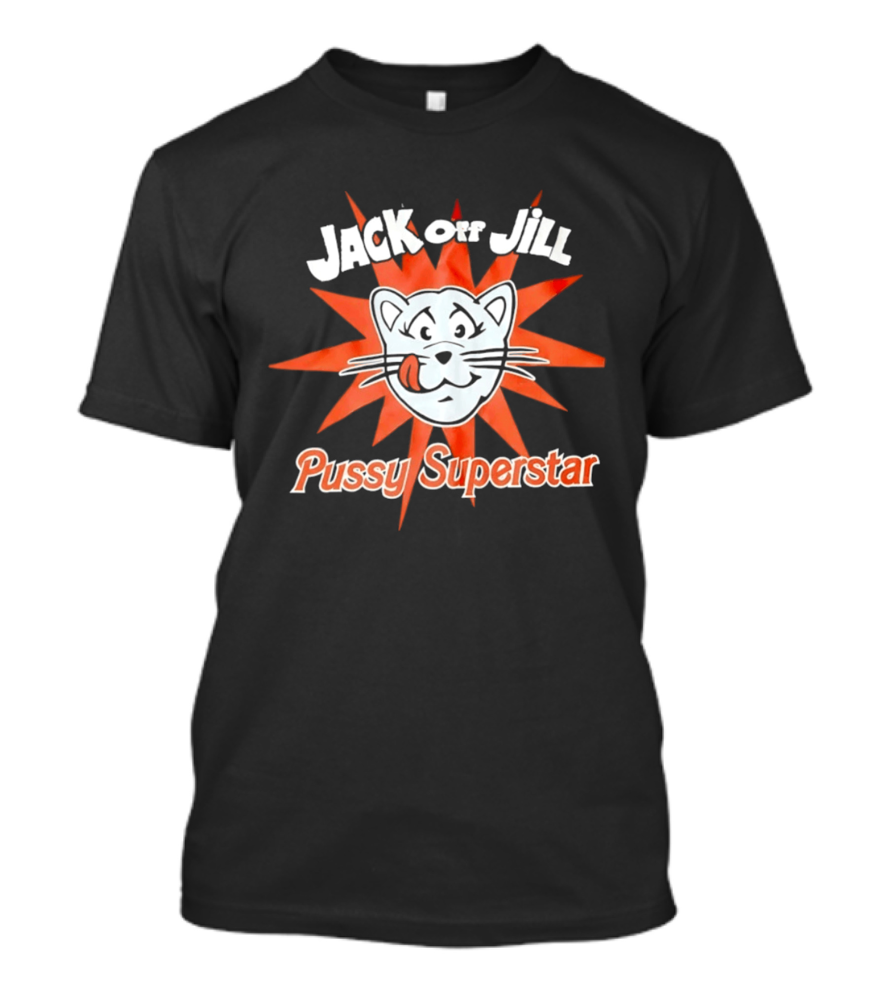 Jack Off Jill Pussy Superstar Retro Cat Face Sunburst T-Shirt