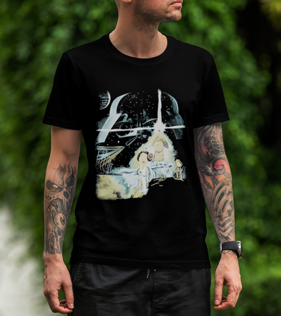 Star Wars Family Guy Princess Leia Lightsaber Spaceship Moon T-Shirt