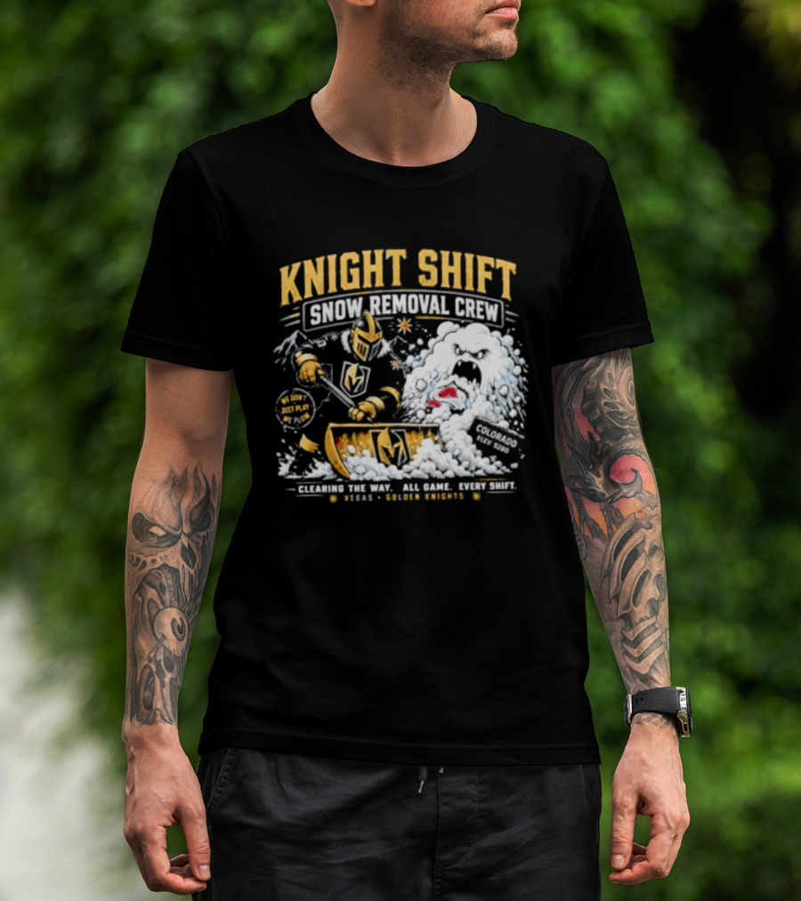 Vegas Golden Knights Knight Shift Snow Removal Crew Vs Colorado Avalanche Snow Battle T-Shirt